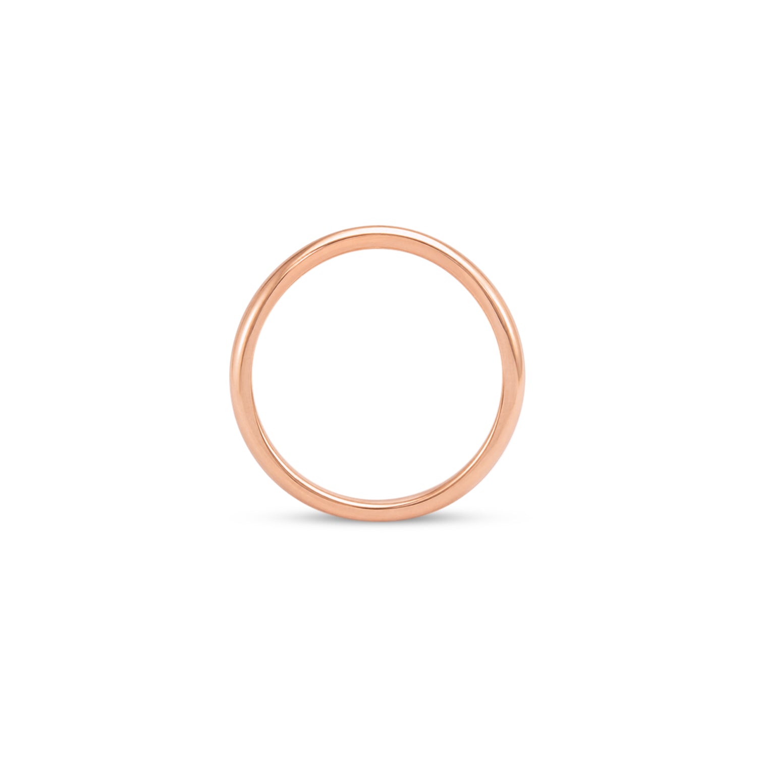 Side profile view of Dome Band 2mm Deep Curve / in 14k Rose Gold by Goldpoint Jewelry