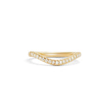 Front view of Dome Band 2mm Deep Curve / Pave Round Lab Diamonds / in 14k Yellow Gold by Goldpoint Jewelry