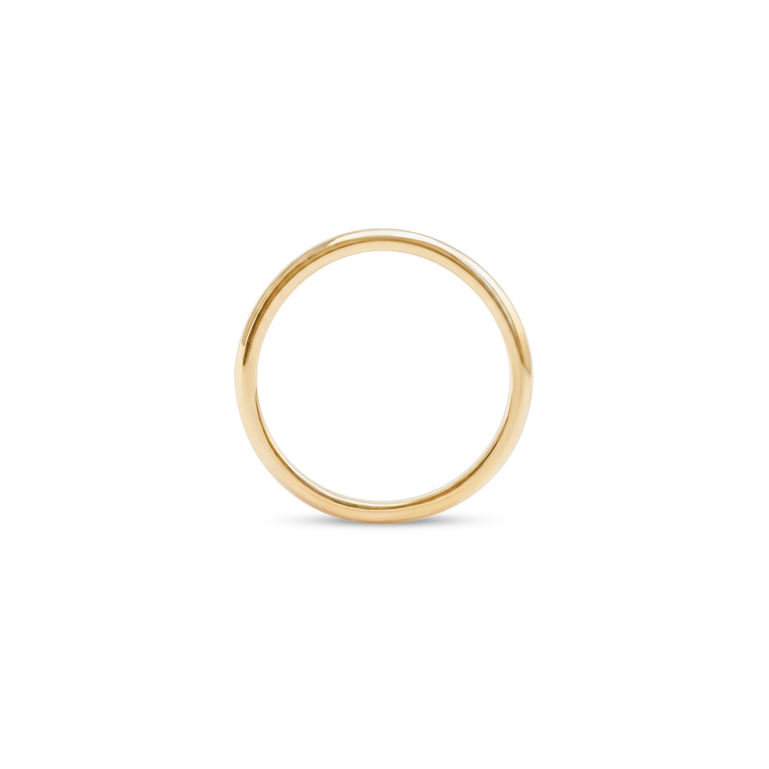 Side profile view of Dome Band 2mm Soft Curve / in 14k Yellow Gold by Goldpoint Jewelry