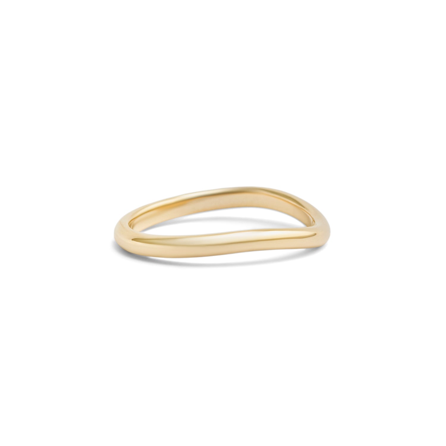 Side view of Dome Band 2mm Soft Curve / in 14k Yellow Gold by Goldpoint Jewelry