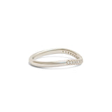 Side view of Dome Band 2mm Soft Curve / Pave Round Diamonds / in Platinum by Goldpoint Jewelry
