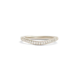 Front view of Dome Band 2mm Soft Curve / Pave Round Diamonds / in Platinum by Goldpoint Jewelry