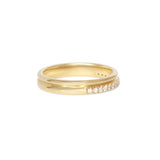 Side view of Duo Band / Pave Round Lab Diamonds / in 14k Yellow Gold by Goldpoint Jewelry