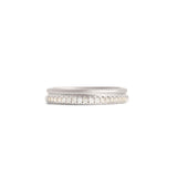 Front view of Duo Band / Pave Round Lab Diamonds / in Platinum by Goldpoint Jewelry