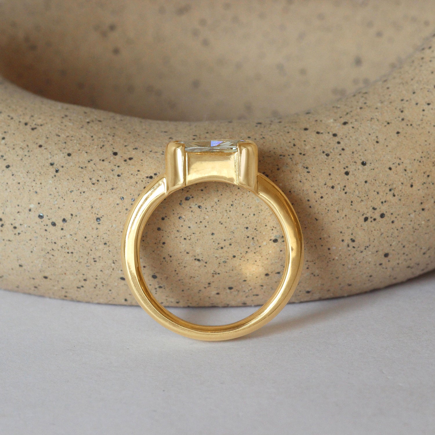 Side profile view of Franklin Ring Cushion Natural Diamond 1.51ct by Goldpoint