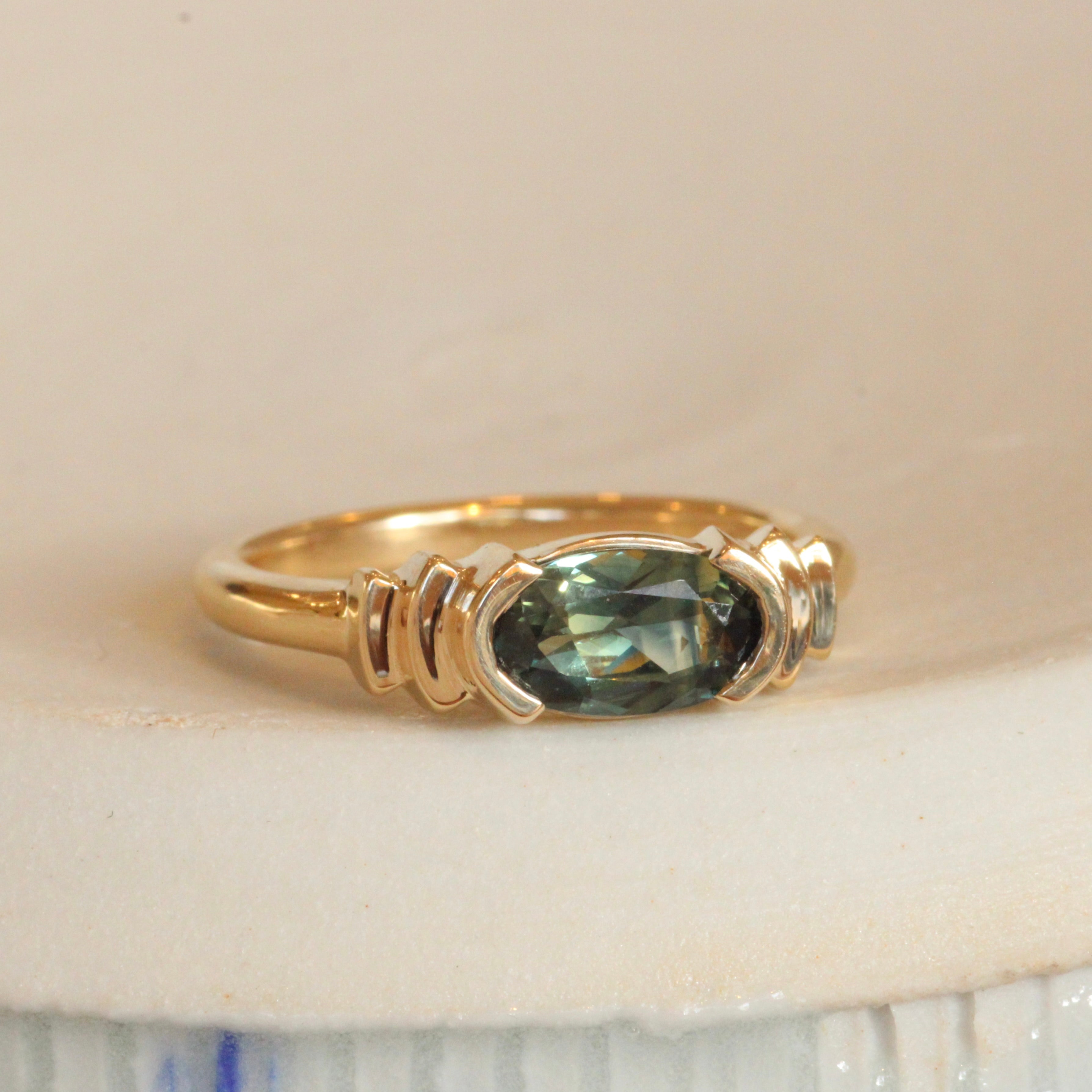 Lifestyle front view of Kent Ring Oval Sapphire 0.97ct by Goldpoint