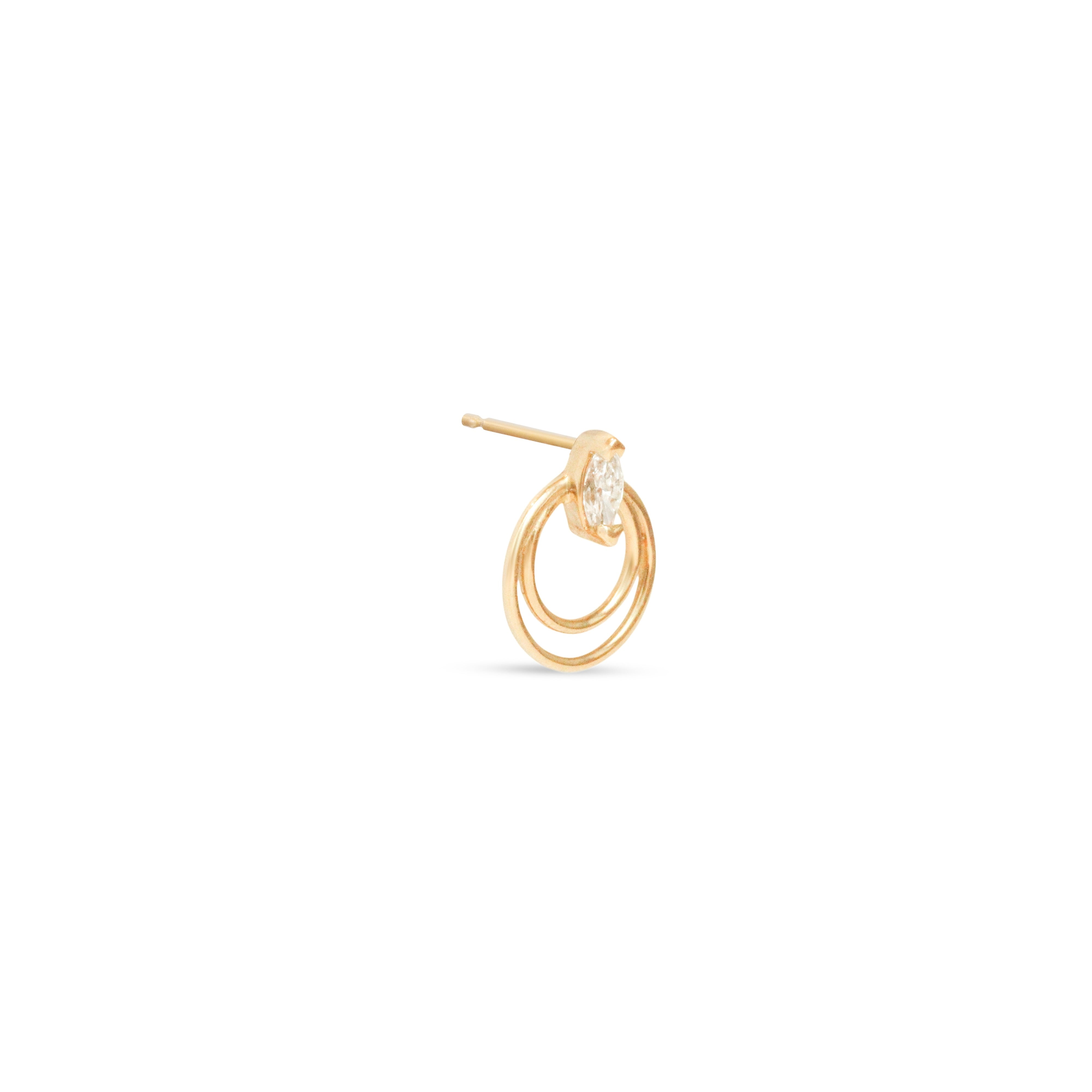 Ripple marquise diamond earring angled side view
