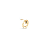 Ripple round blue sapphire earring side view angled 