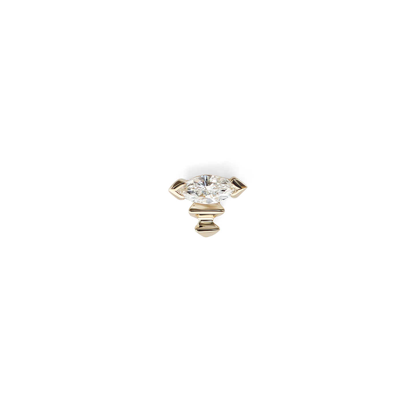 Edge Earring / Lab Marquise Diamond + Yellow Gold