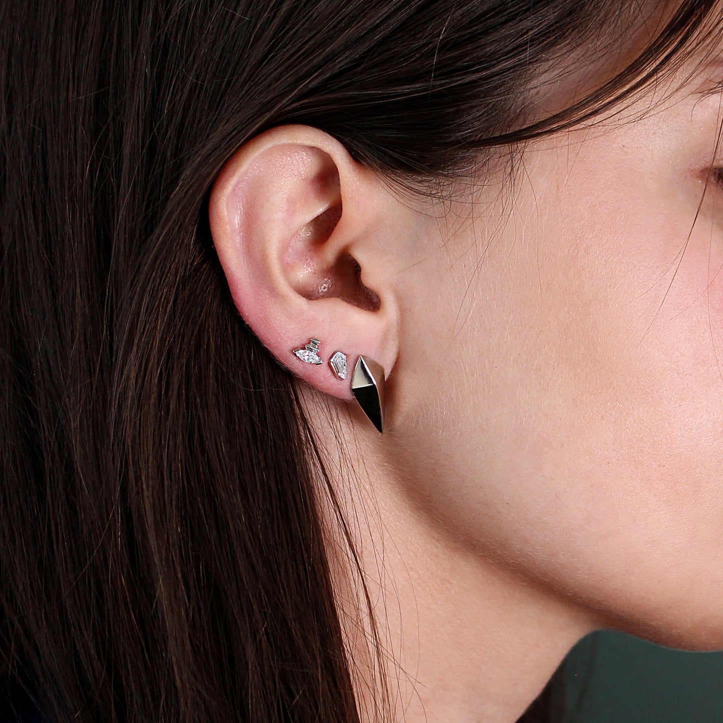 Edge Earring / Lab Marquise Diamond + Yellow Gold by Goldpoint