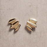 Lifestyle front view of Edge Earrings / Large by Goldpoint Jewelry