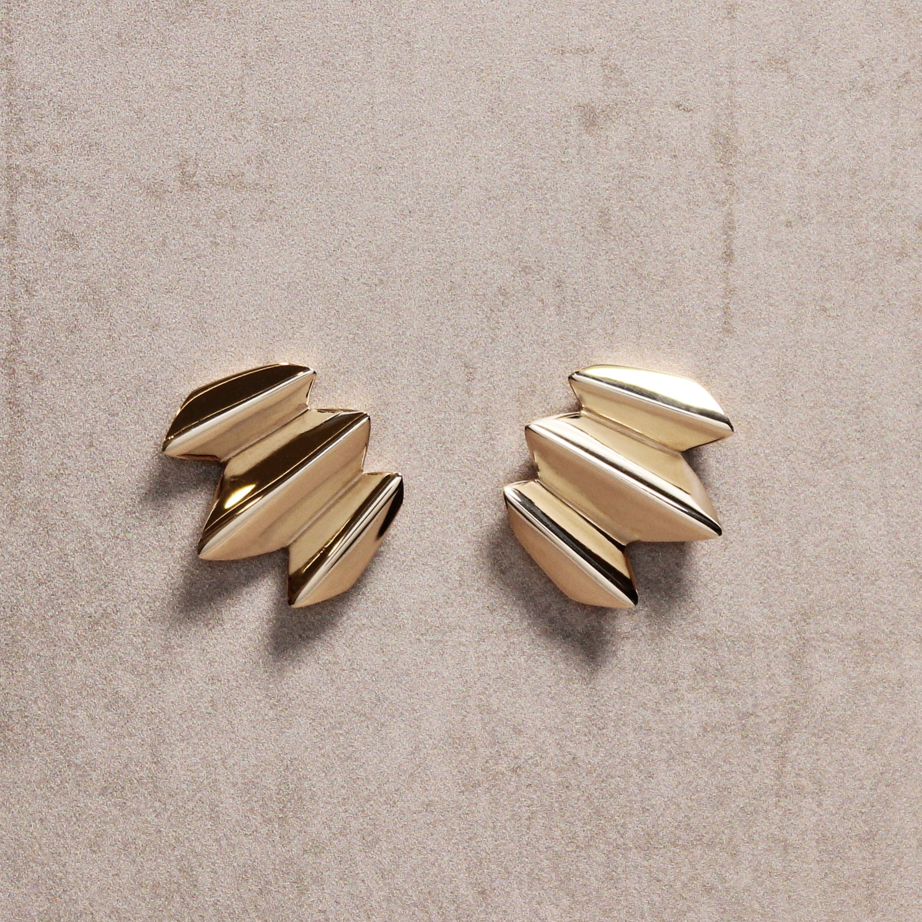 Lifestyle front view of Edge Earrings / Large by Goldpoint Jewelry