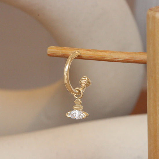 Edge Charm / Lab Marquise Diamond + Yellow Gold