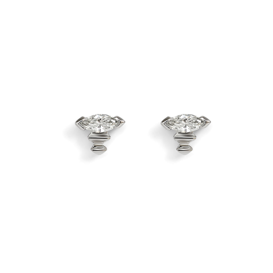 Edge Earring / Lab Marquise Diamond + White Gold