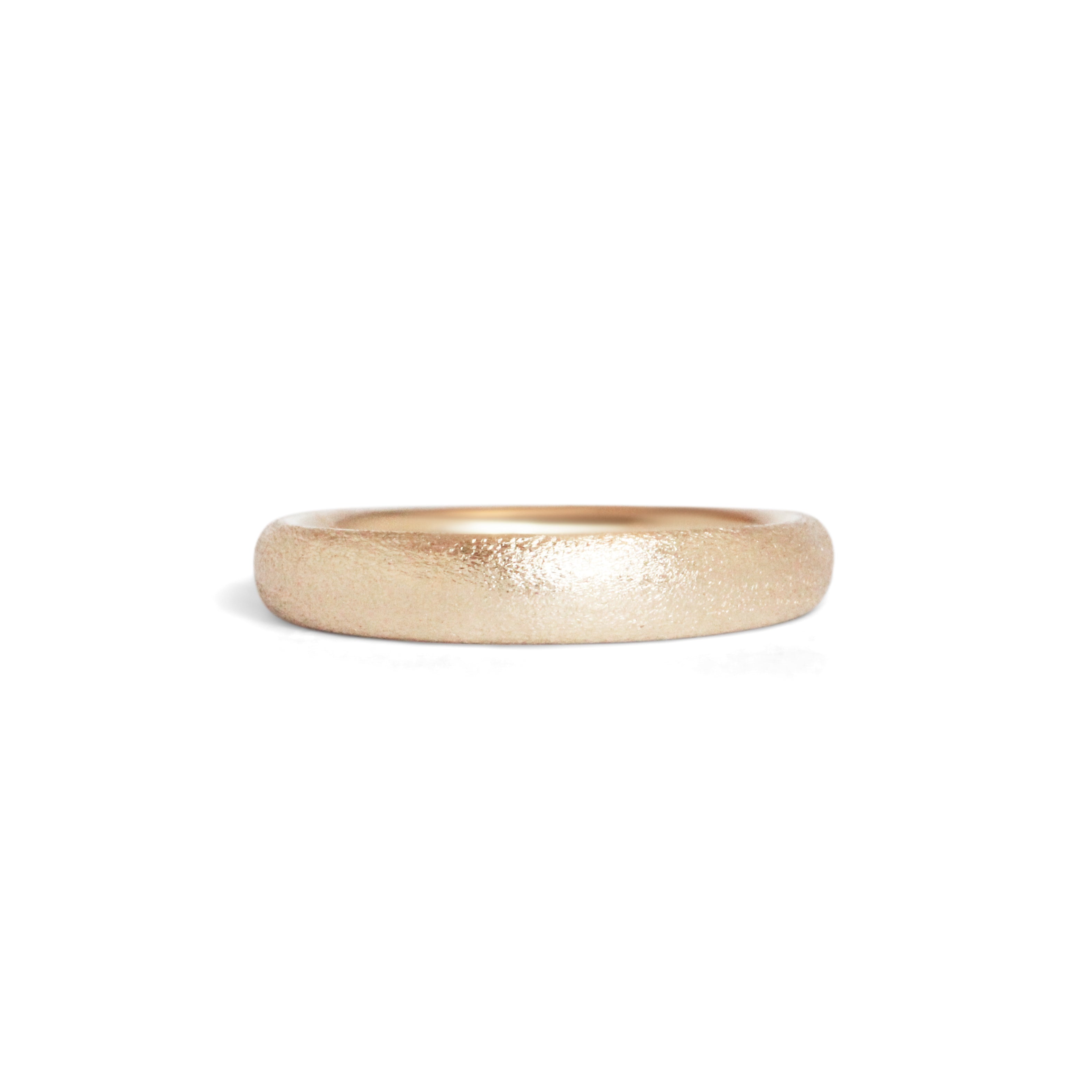 Front view of Ellipse Band 3mm in 14k Yellow Gold with concrete finish