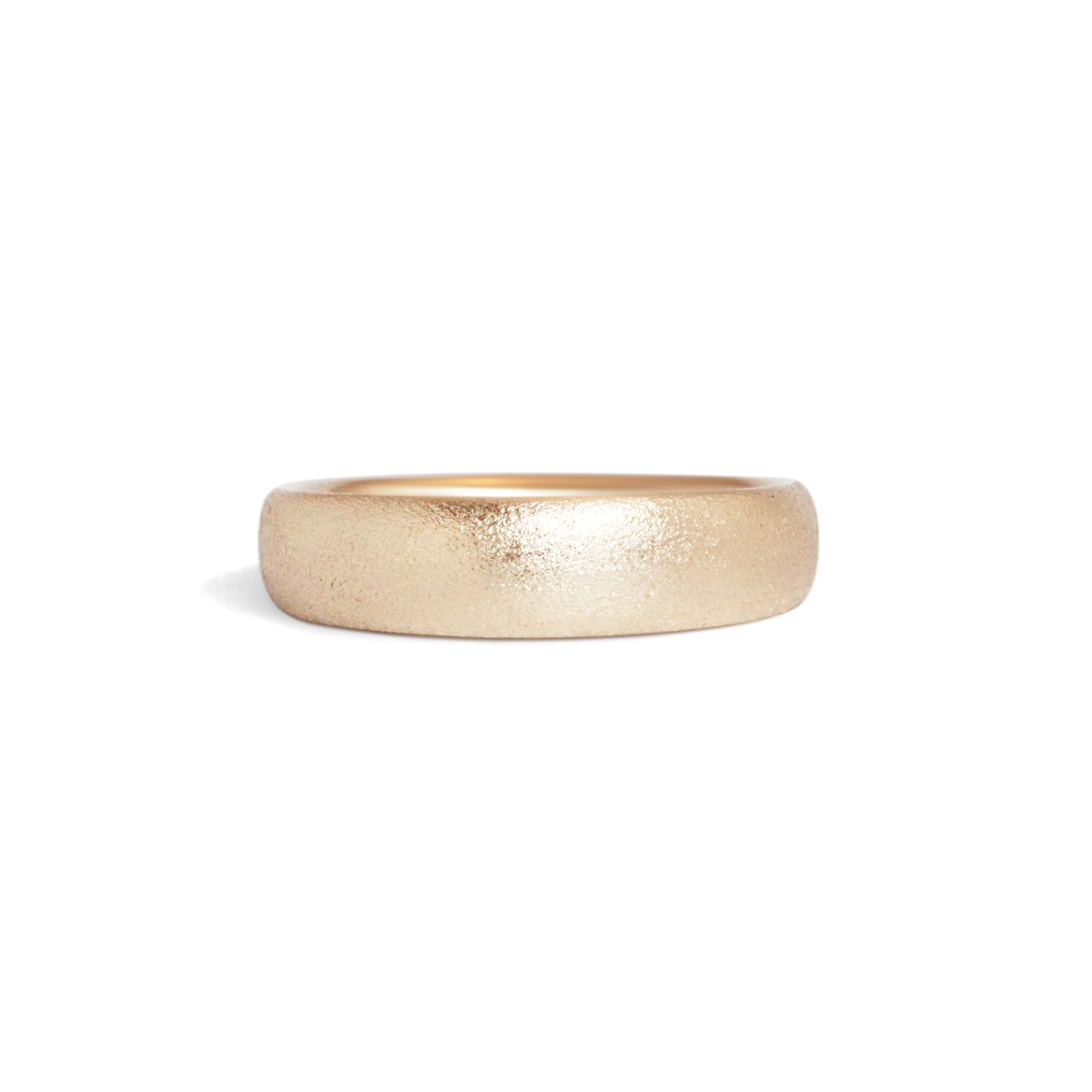 Front view of Ellipse Band 5mm in 14k Yellow Gold with Concrete Finish