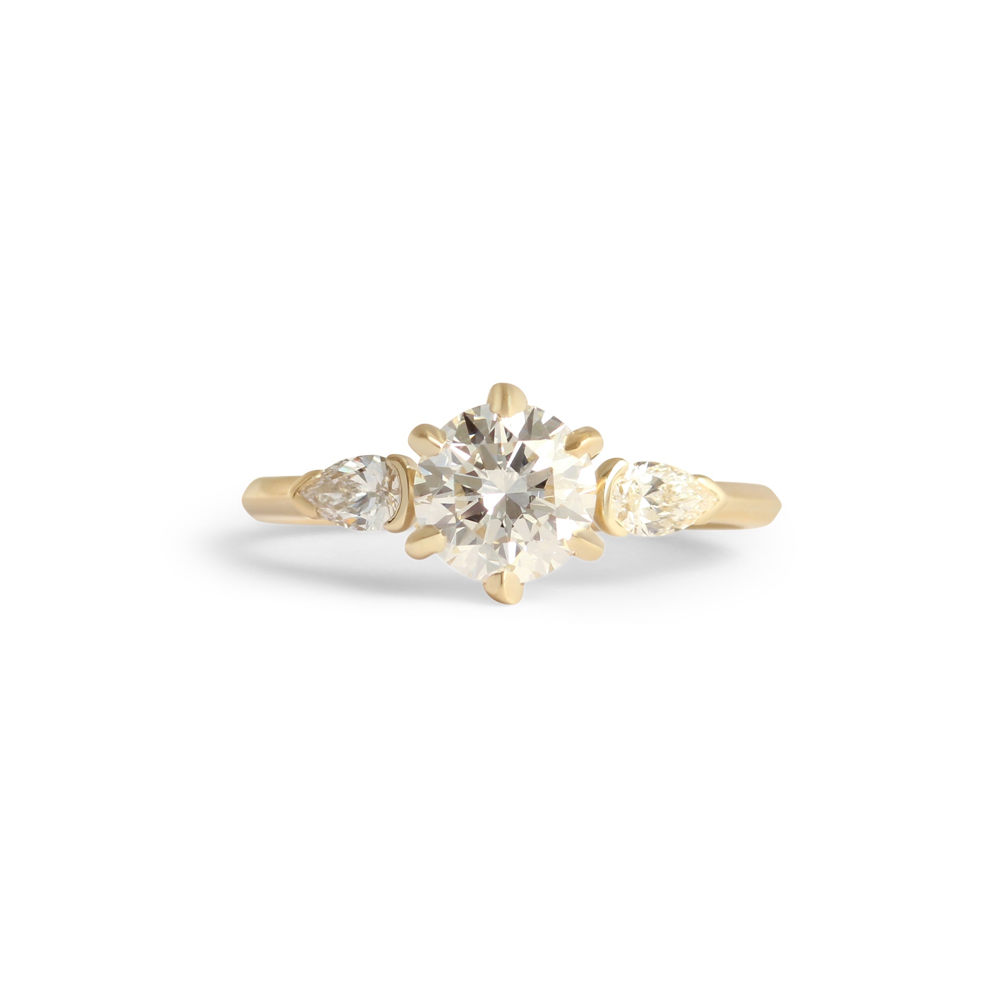 Bosc Ring / Lab Round & Side Pear Diamonds by Goldpoint