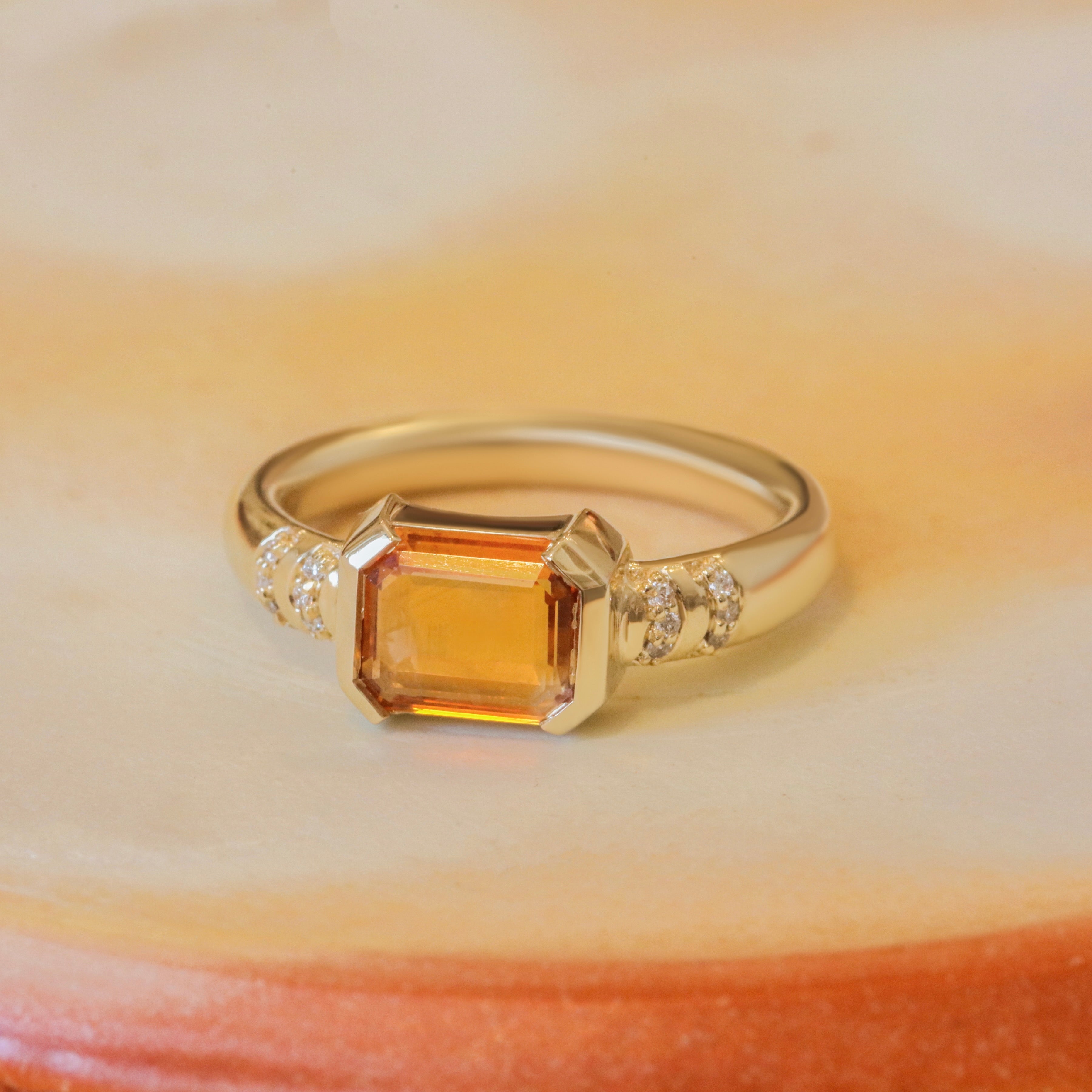 Side lifestyle view of Dobbin Ring Portrait Cut Sapphire 1.41ct by Goldpoint