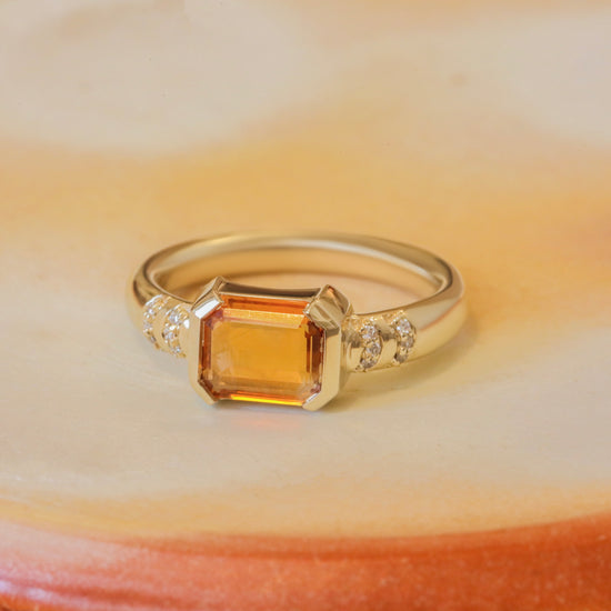 Side lifestyle view of Dobbin Ring Portrait Cut Sapphire 1.41ct by Goldpoint