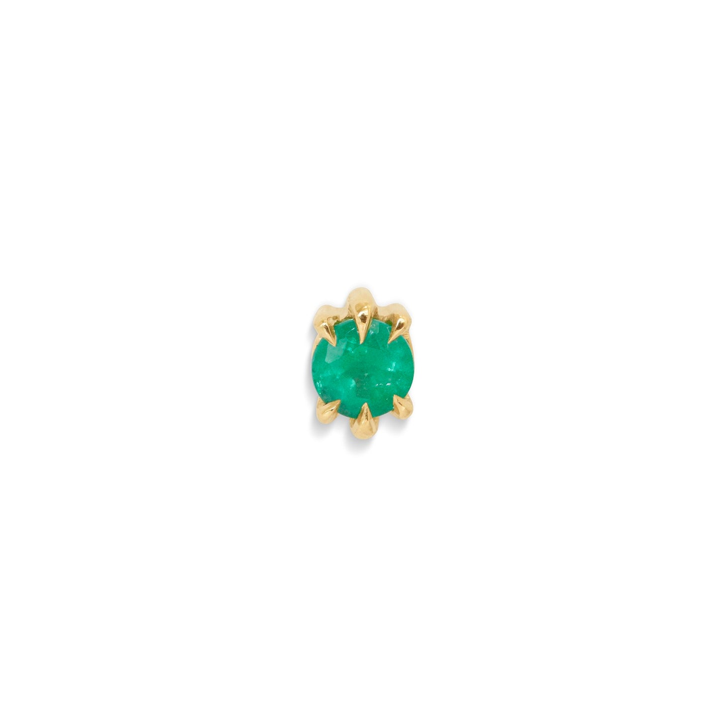 Front view of Talon Earring / Medium Round Emerald single earring