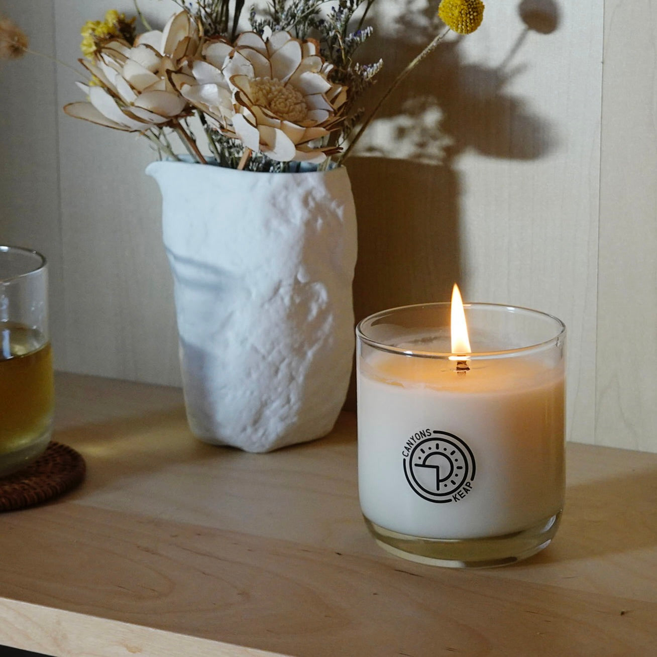 Lifestyle shot of Canyons Scented Candle burning