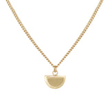 Step Frame Half Moon Necklace / Cable Chain