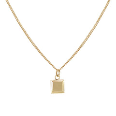 Front close view of Step Frame Square Necklace / Curb Chain by Goldpoint Jewelry