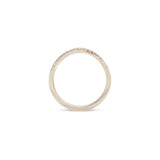 Side profile view of Flat Band 2mm Deep Curve / Pave Round Diamonds / in 14k White Gold by Goldpoint Jewelry