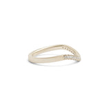 Side view of Flat Band 2mm Deep Curve / Pave Round Diamonds / in 14k White Gold by Goldpoint Jewelry