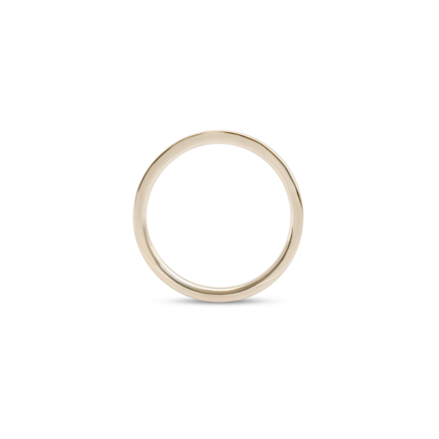 Side profile view of Flat Band 2mm Soft Curve / in 14k White Gold by Goldpoint Jewelry