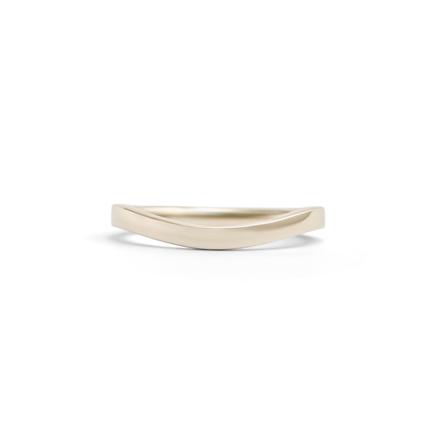 Front view of Flat Band 2mm Soft Curve / in 14k White Gold by Goldpoint Jewelry