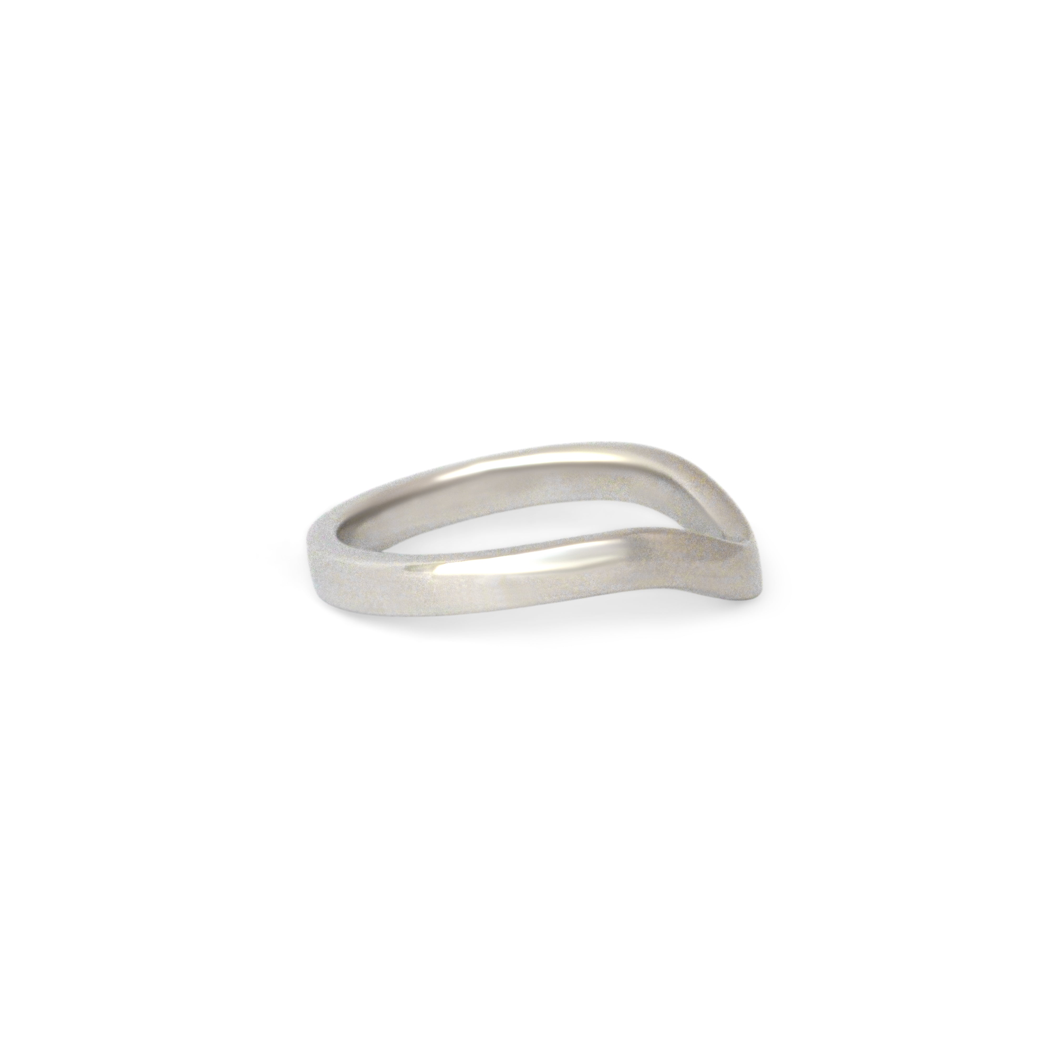 Side view of Flat Wide Band Deep Curve in Platinum by Goldpoint Jewelry