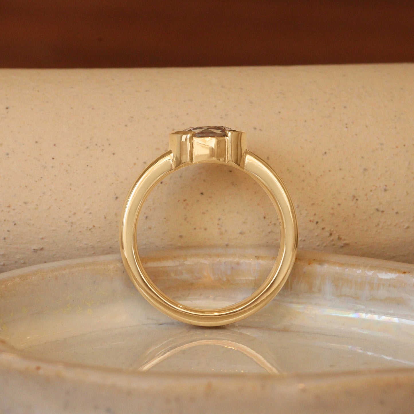 Lifestyle side profile view of Franklin Ring Old Euro Natural Diamond 1.18ct by Goldpoint