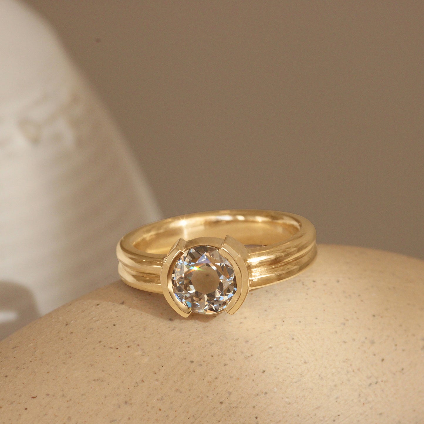 Lifestyle front view of Franklin Ring Old Euro Natural Diamond 1.18ct by Goldpoint