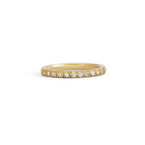 Angled view of Dome Band Thick 2mm / Pave Round Lab Diamonds / 14k in Yellow Gold by Goldpoint Jewelry