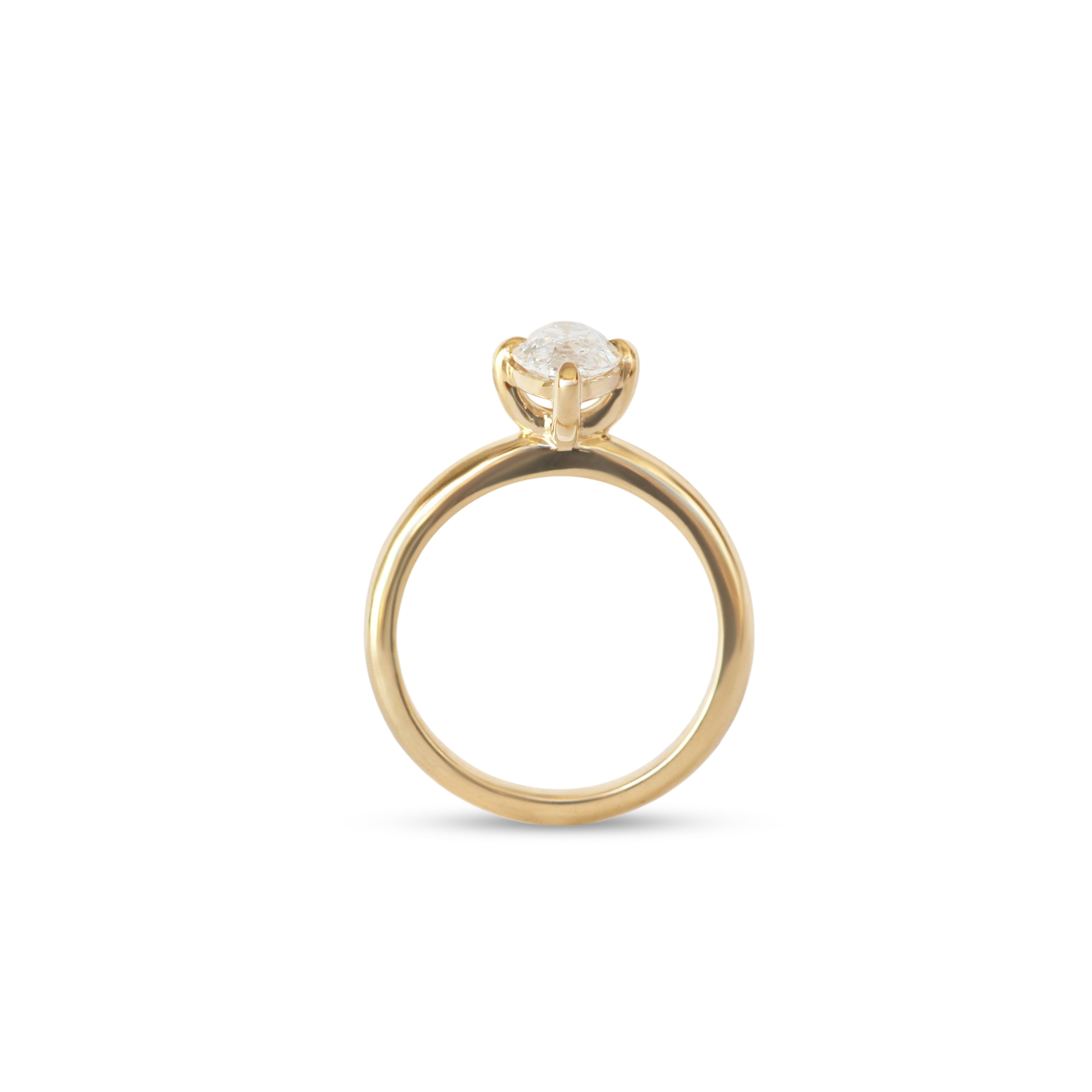 Side profile view of Noble Ring Moval Lab Diamond 2.24ct by Goldpoint Jewelry