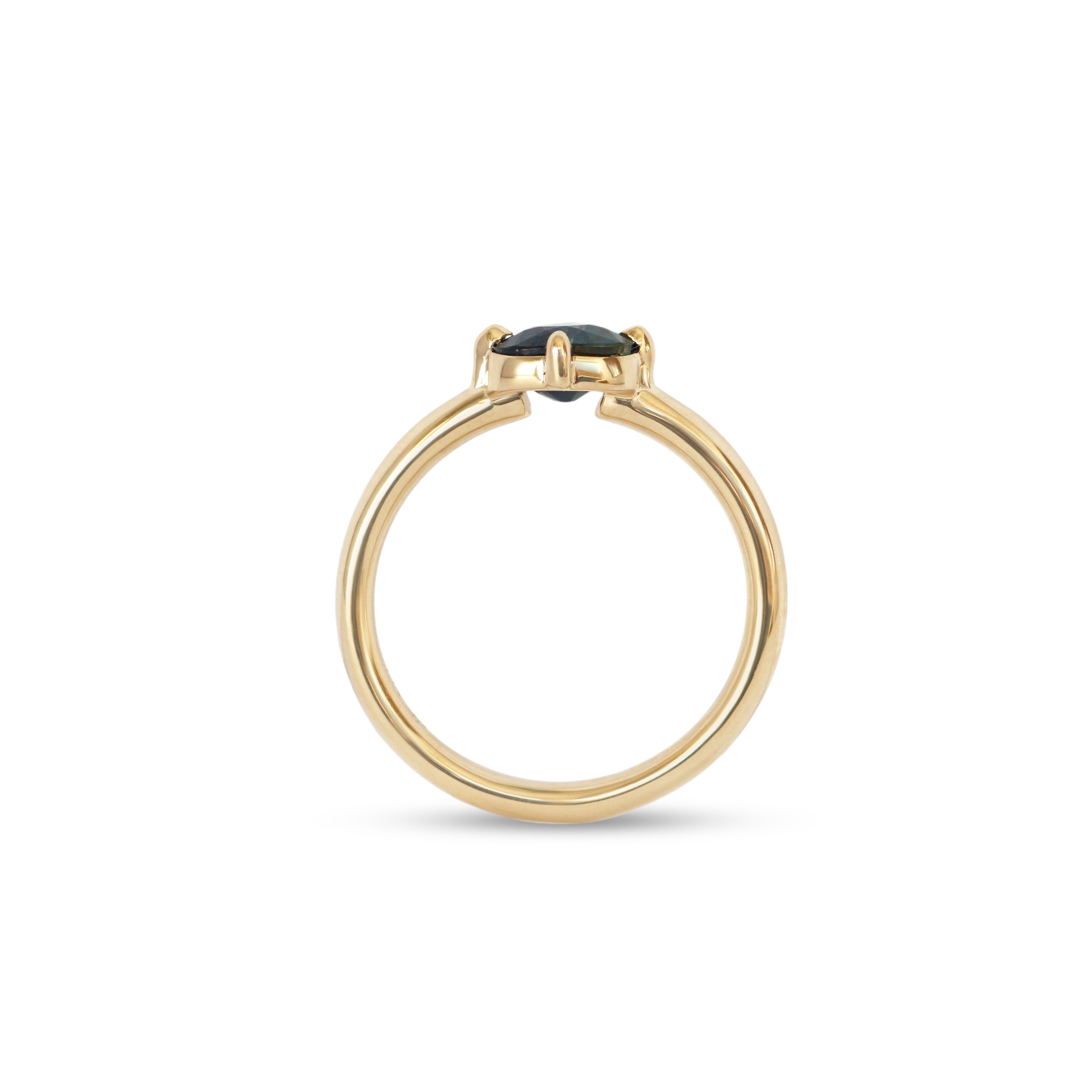 Side profile view of Sutton Ring Pear Sapphire 1.28ct by Goldpoint Jewelry