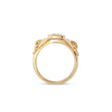 Side profile view of Vessel Pinky Ring in 14k yellow gold by Amour Vee