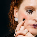 Amorphous Pearl Inlay + Bead Earrings / Large Circle by Goldpoint