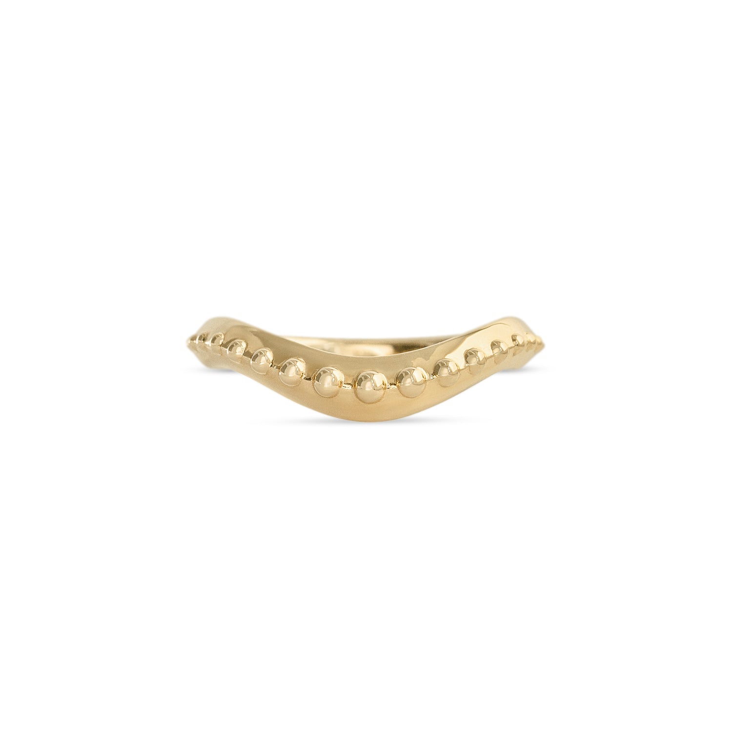 Front view of Dotty Band Deep Curve / in 14k Yellow Gold by Goldpoint Jewelry