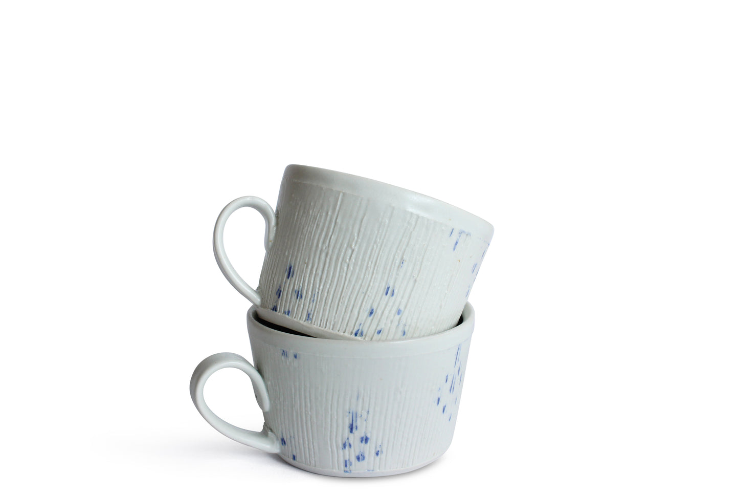 Mug with Blue Dots in Matte White by Goldpoint
