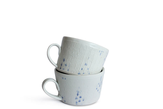 Mug with Blue Dots in Matte White