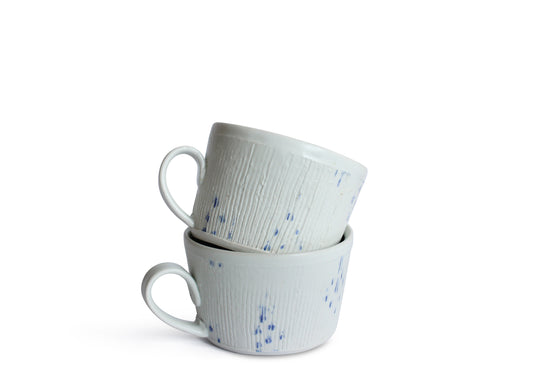 Mug with Blue Dots in Matte White by Goldpoint