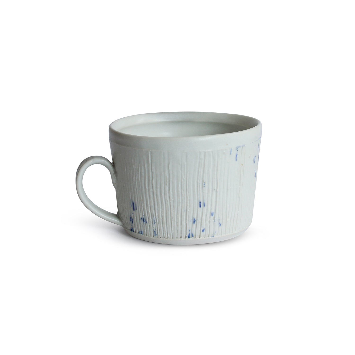 Mug with Blue Dots in Matte White by Goldpoint