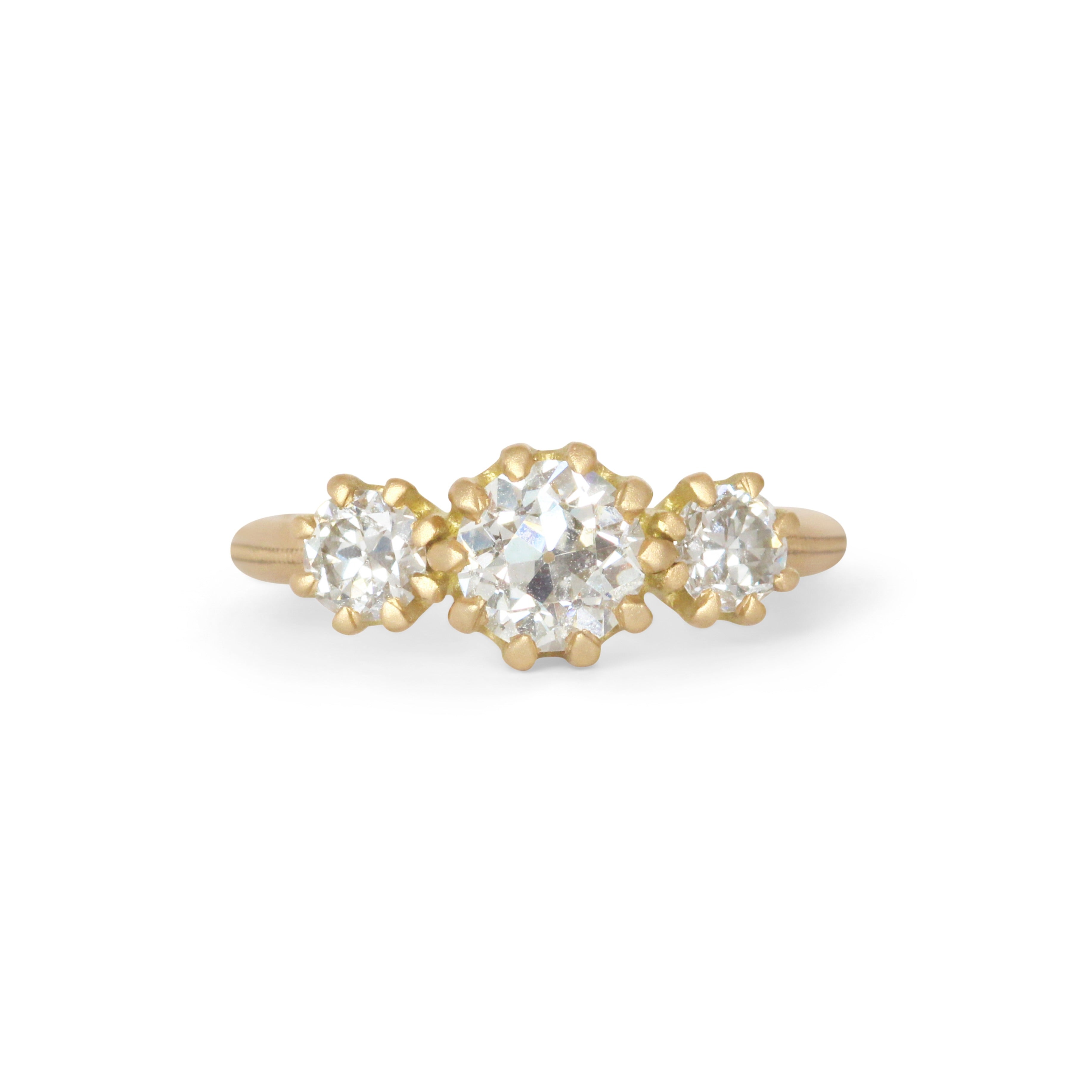 Front view of Grand Trio Milgrain Ring by Erin Cuff