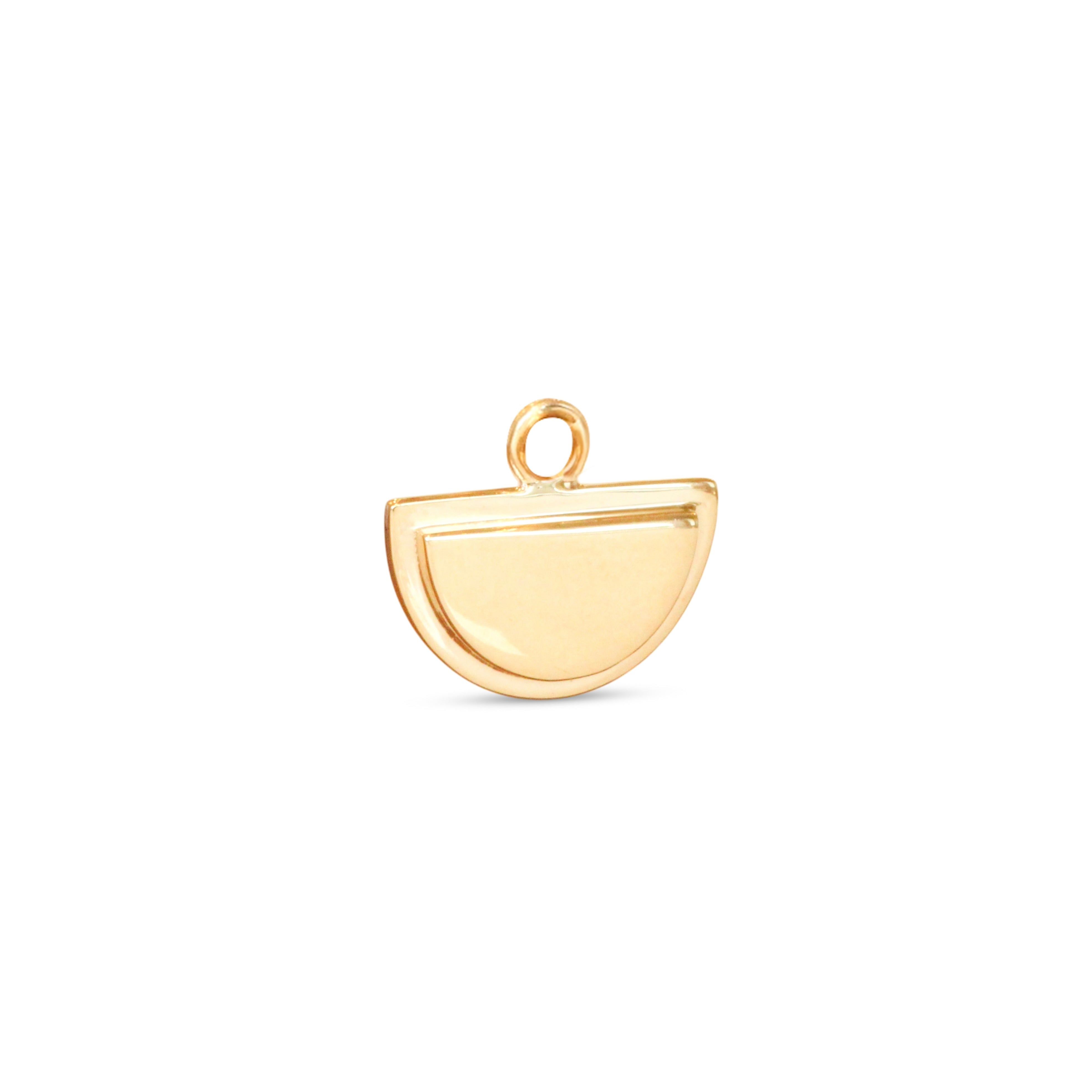 Side angled view of Step Frame Charm / Half Moon by Goldpoint Jewelry