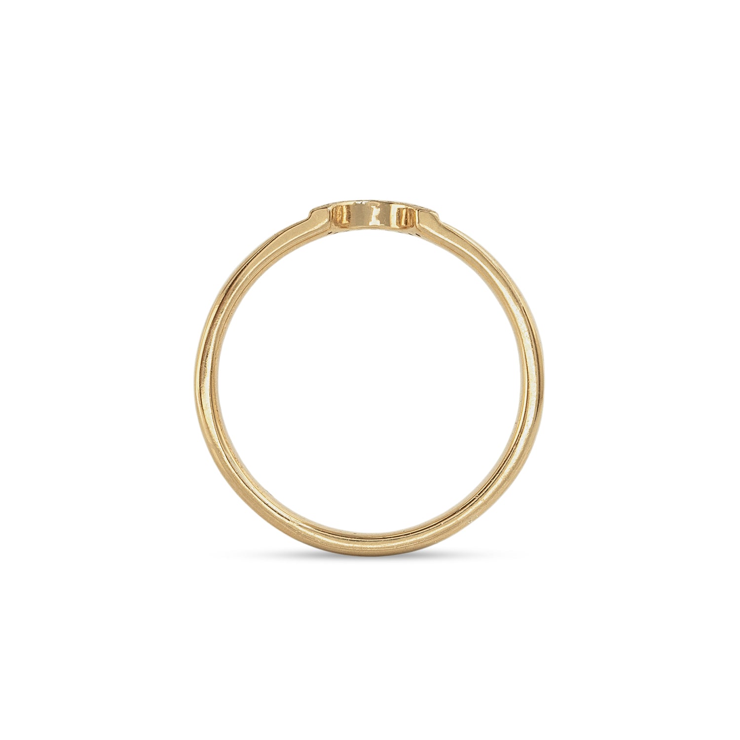Side profile view of Horizon Half Moon Cutout Band / Pave Round Lab Diamonds / in 14k Yellow Gold by Goldpoint Jewelry