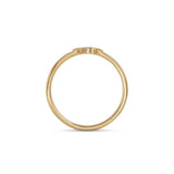 Side profile view of Horizon Half Moon Cutout Band / Pave Round Lab Diamonds / in 14k Yellow Gold by Goldpoint Jewelry