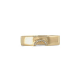 Front view of Horizon Half Moon Cutout Band / Pave Round Lab Diamonds / in 14k Yellow Gold by Goldpoint Jewelry