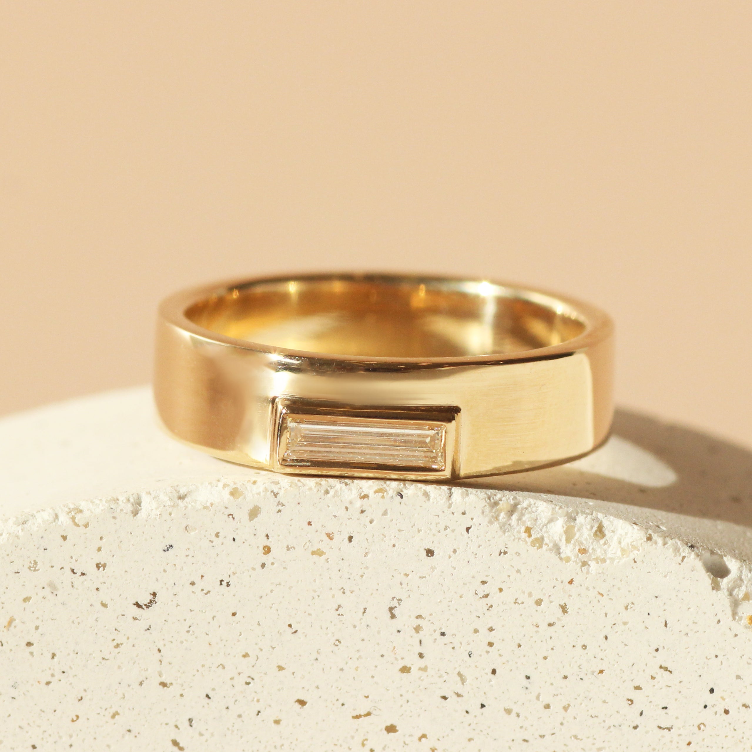 Lifestyle front view of Kingsland Ring Baguette Lab Diamond 0.3ct by Goldpoint